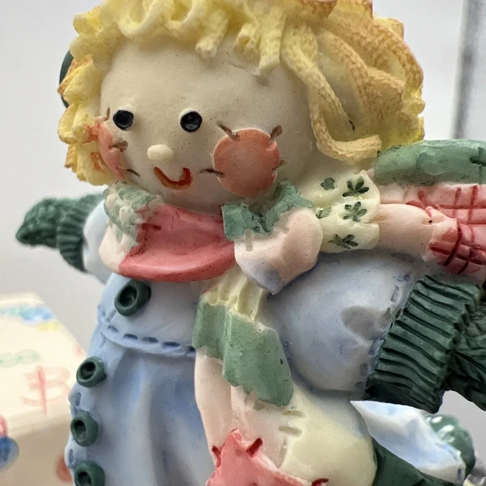 Vintage Enesco Skating Hanging Ornament With Base 142824 Cute As A Button In Box